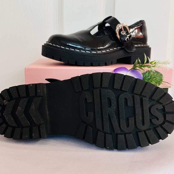 SAM EDELMAN ~ Black Patent Platform Shoes w/Silver Hardware size 7.5 - Picture 6 of 8